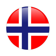 Norway flag button on white