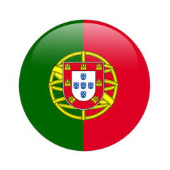 Obraz premium Portugal flag button on white