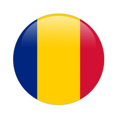 Romania flag button on white