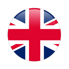 Obraz premium United Kingdom flag button on white