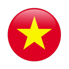 Vietnam flag button on white