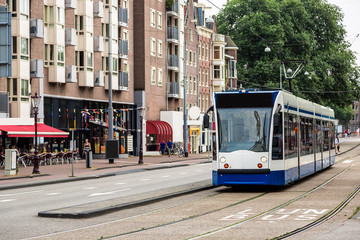 Naklejka na ściany i meble Tram in Amsterdam, Netherlands