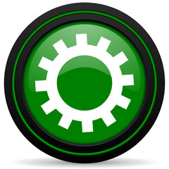 gears green icon options sign