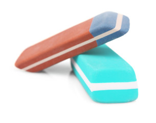 Two erasers isolated on white