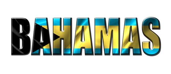 Text concept with Bahamas waving flag