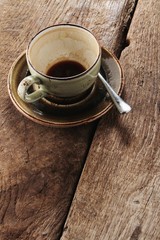 empty coffee cup on table
