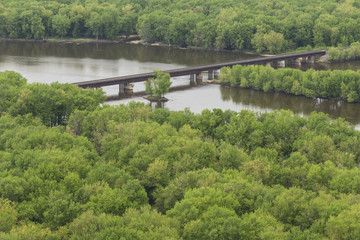 Fototapeta na wymiar Railroad Bridge Crossing Wisconsin River