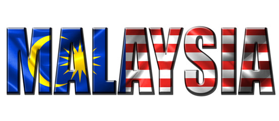 Text concept with Malaysia waving flag