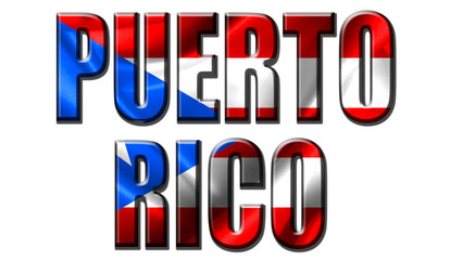 Text concept with Puerto Rico waving flag