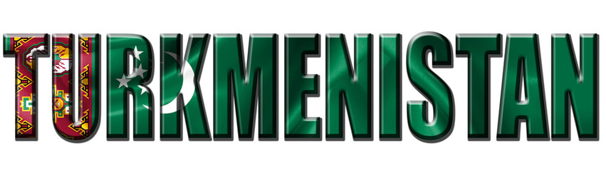 Text concept with Turkmenistan waving flag