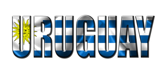 Text concept with Uruguay waving flag