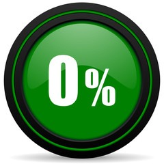 0 percent green icon sale sign