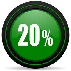 20 percent green icon sale sign