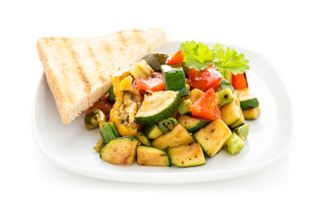 gegrilltes Gemüse und Toast - grilled veggies and toast