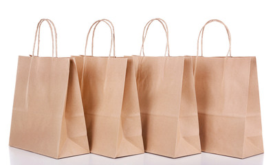 Paper shopping bags isolated on white