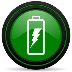 Fototapeta premium battery green icon power sign