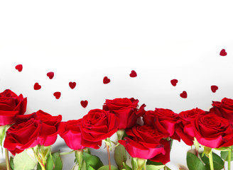 Beautiful red roses, isolated on white