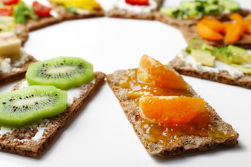 Tasty vegetarian sandwiches, isolated on white