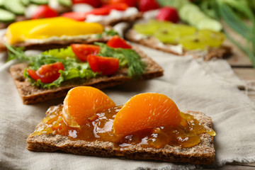 Still life with vegetarian sandwiches