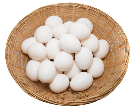 Egg in Basket on white background