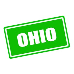 Ohio white stamp text on green background