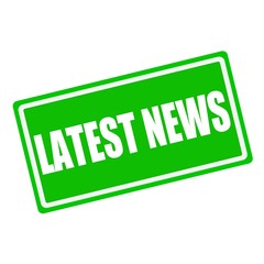  Latest news white stamp text on green background