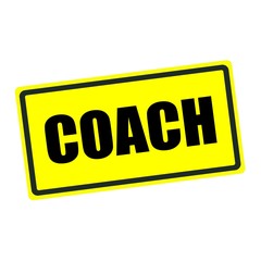 Coach break back stamp text on yellow background
