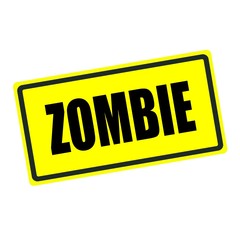 Zombie back stamp text on yellow background