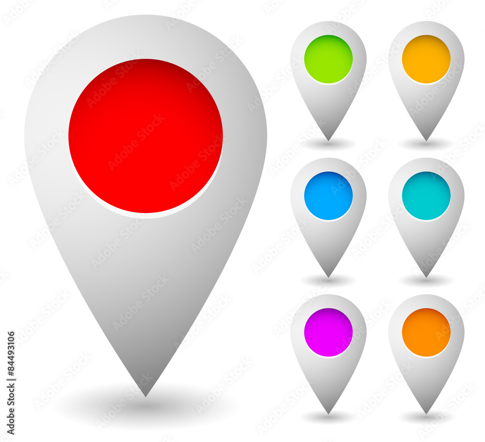 Aufkleber Map marker, map pin vector. Map markers with circles with blank