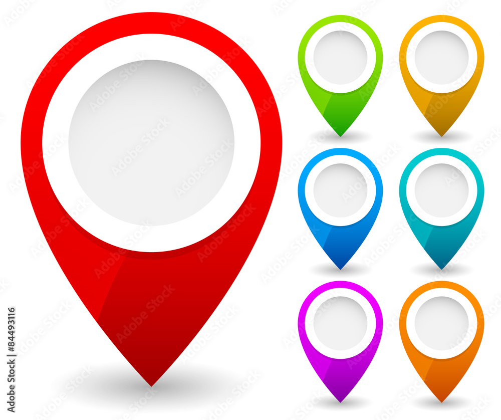 Aufkleber Map marker, map pin vector. Map markers with circles with blank