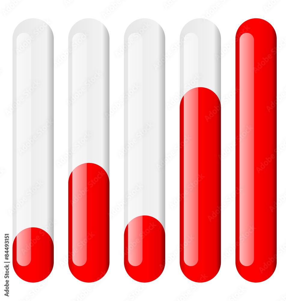 Aufkleber vertical bars set at different levels. level indicators.