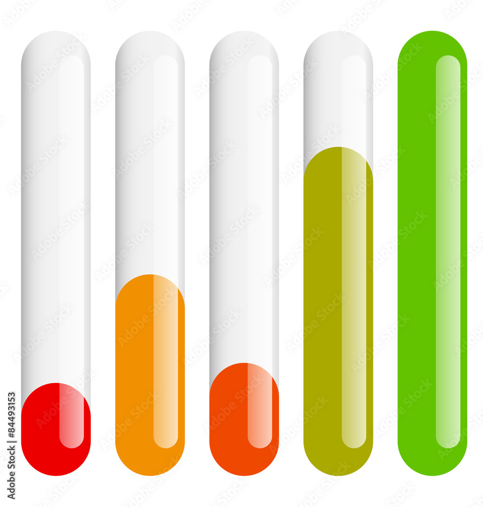 Poster Vertical bars set at different levels. Level indicators.