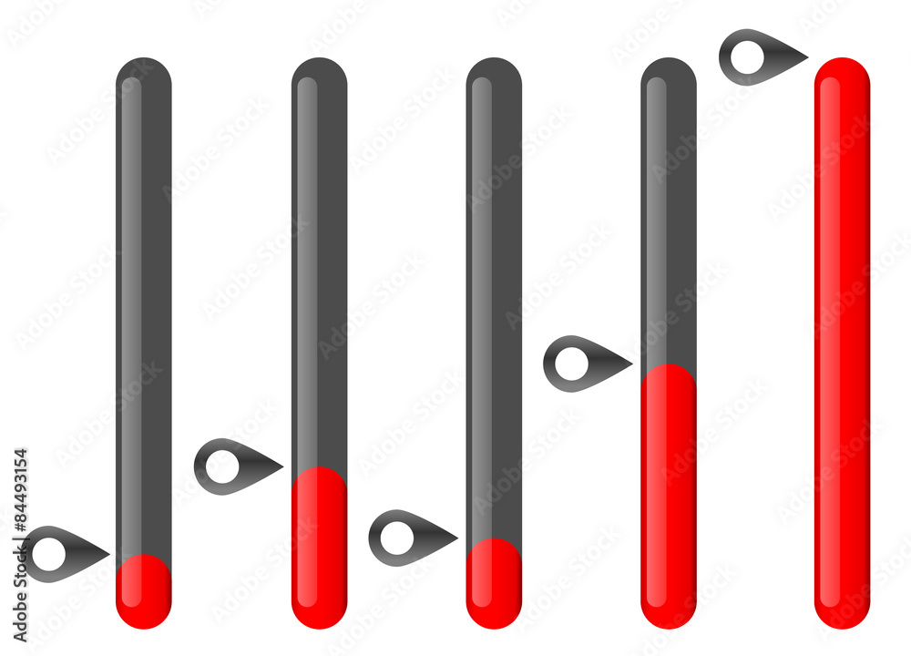 Poster vertical bars set at different levels. level indicators.