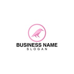 Raven bird in origami style logo template set