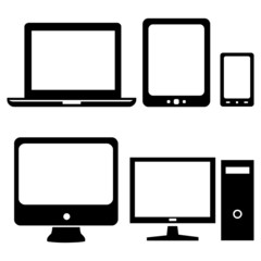 Vector Set of Digital Devices Icons. Laptop, Tablet, Mobile, PC.