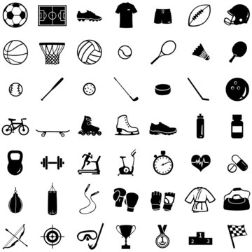 vector set of 49 icons for sports store