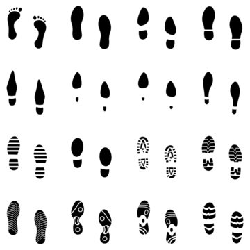 vector set of 16 footprint shoes