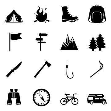 Vector Set of Hiking and Camping icons