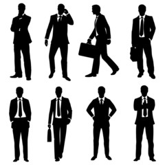 vector set of silhouettes of business people