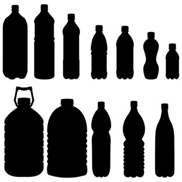 Vector Silhouettes of Plastic Bottles