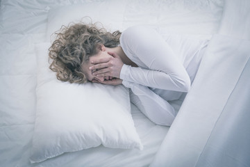 Depressed woman sleeping all day