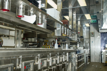 Professional kitchen, view counter in steel