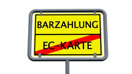 Barzahlung / EC-Karte - Schild