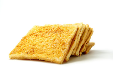 garlic bread against white background