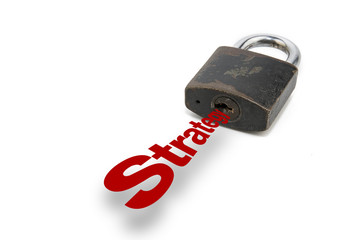 A Key with Words "Strategy" for Business Concept