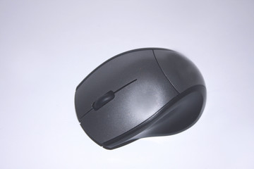 PC and laptop mouse on white background