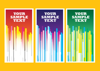 Three Sets of Colorful Strips Abstract Vector Background Designs