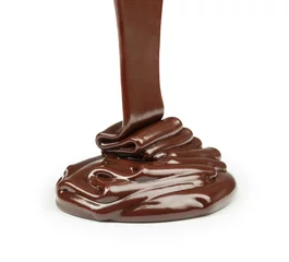 Wandaufkleber Chocolate flow isolated on white background © sveta