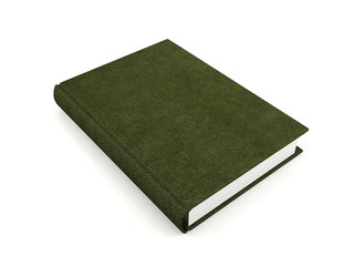 A book covered with green leather isolated on white background
