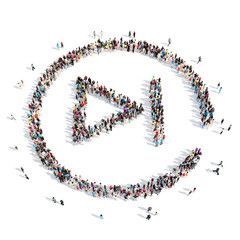 people in the shape of a button play.